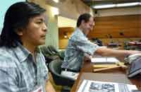 Photo caption: Jorge Nawel, leader of the Mapuce people of Argentina, and Maurizio Fahran-Ferrari of the Forest Peoples Programme speaking at the event. 